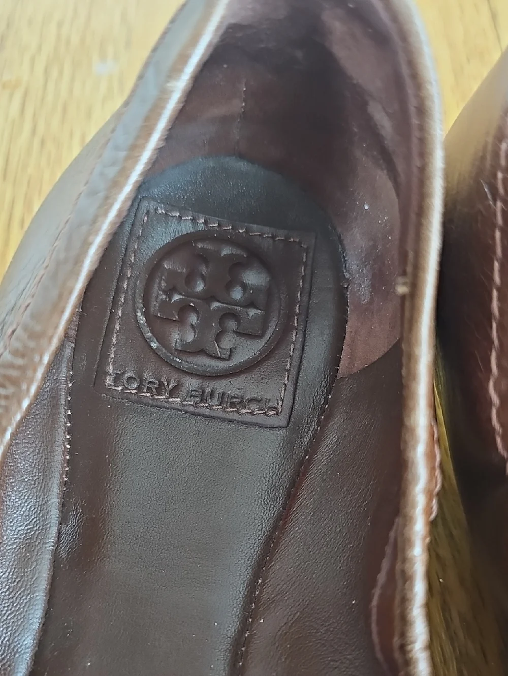 Tory Burch Brown & Black Leather Ballet Flats - Picture 3 of 7